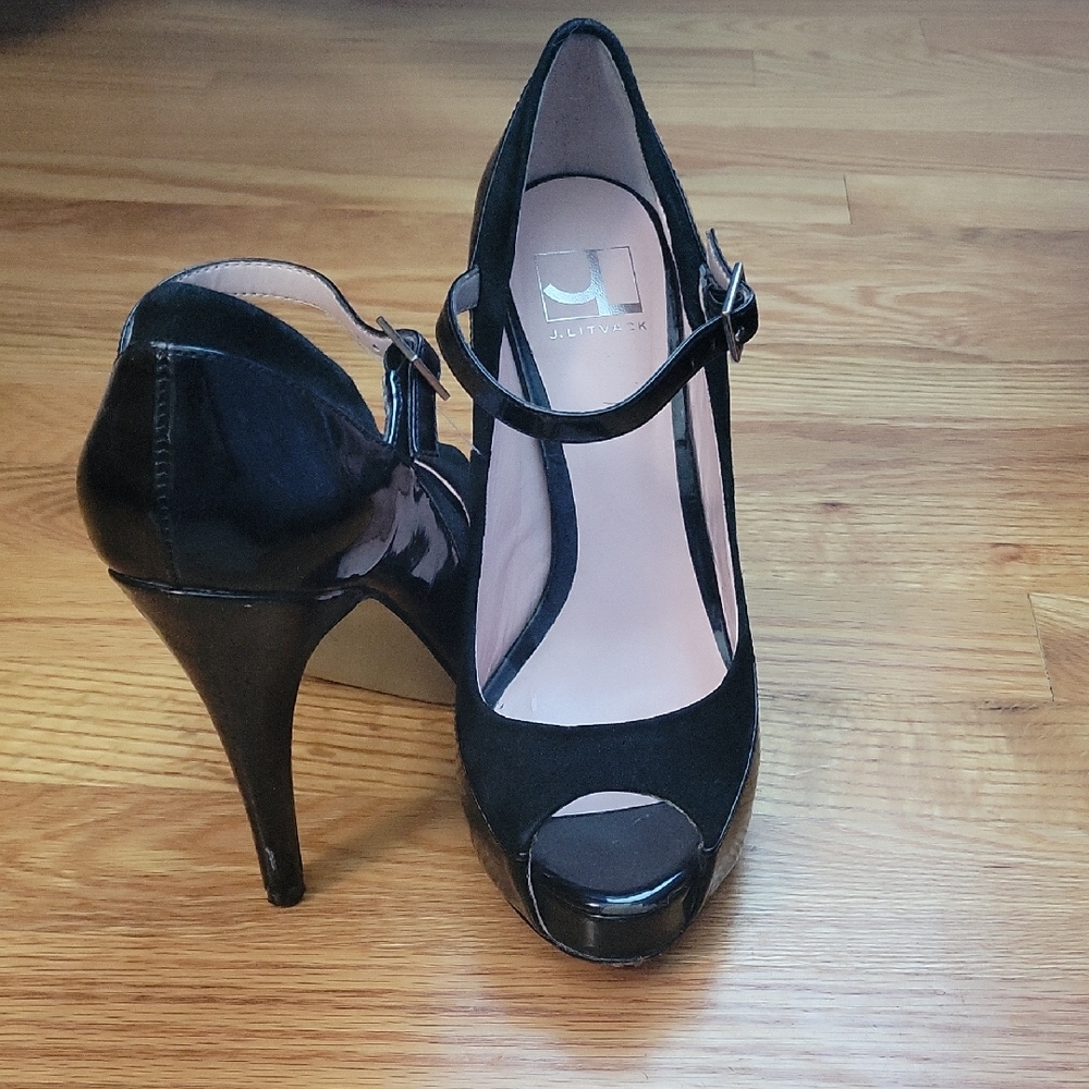 Elegant Black Peep Toe Heels